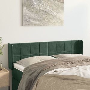 vidaXL Tăblie de pat cu aripioare verde închis 147x16x78/88 cm catifea imagine