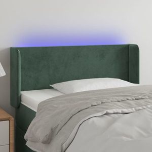 vidaXL Tăblie de pat cu LED, verde închis, 93x16x78/88 cm, catifea imagine
