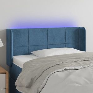 vidaXL Tăblie de pat cu LED, albastru închis, 93x16x78/88 cm, catifea imagine