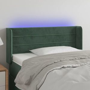 vidaXL Tăblie de pat cu LED, verde închis, 83x16x78/88 cm, catifea imagine