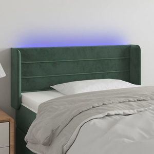 vidaXL Tăblie de pat cu LED, verde închis, 103x16x78/88 cm, catifea imagine