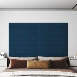 vidaXL Panouri de perete 12 buc. albastru 90x15 cm catifea 1, 62 m² imagine