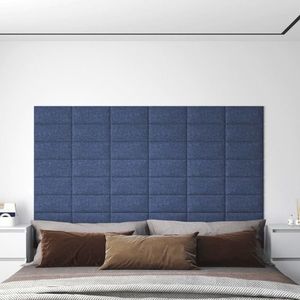 vidaXL Panouri de perete, 12 buc., albastru, 30x15 cm, textil, 0, 54 m² imagine