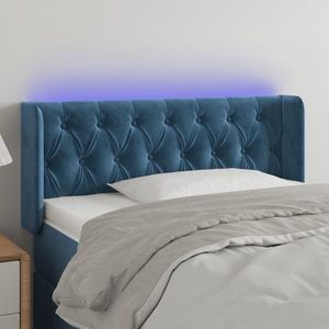 vidaXL Tăblie de pat cu LED, albastru închis, 103x16x78/88 cm, catifea imagine