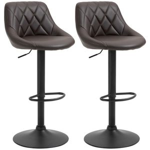 Set 2 scaune de bar HOMCOM, reglabile, imitatie de piele maro | Aosom RO imagine