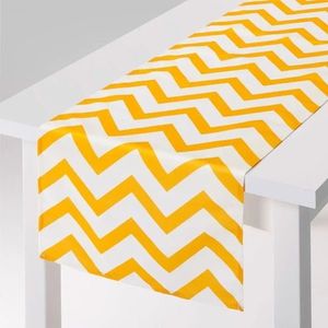 Traversa de masa Yellow Stripes, Ambition, 40x150 cm, poliester, alb imagine
