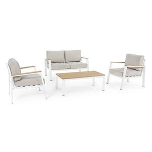 Set mobilier pentru gradina/terasa 4 piese Belmar, Bizzotto, aluminiu/tesatura ofelin, alb imagine
