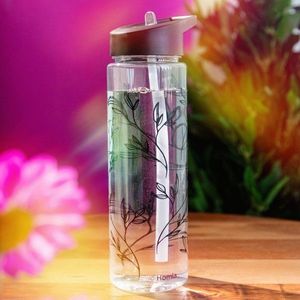 Sticla de apa Kari, Homla, 700 ml, plastic, transparent/negru imagine
