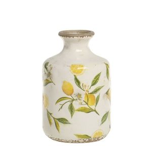 Vaza Fresh Lemons din ceramica alb antichizat 10x17 cm imagine