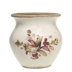 Ghiveci Florissima din ceramica alb antichizat 26x26 cm imagine