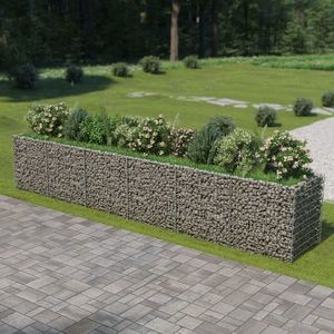 vidaXL Strat înălțat gabion, 540 x 90 x 100 cm, oțel galvanizat imagine