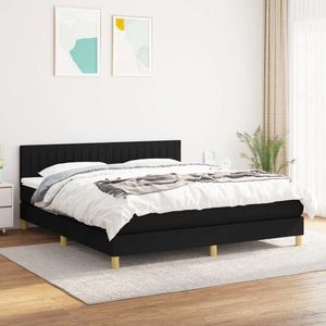 vidaXL Pat box spring cu saltea, negru, 180x200 cm, catifea imagine