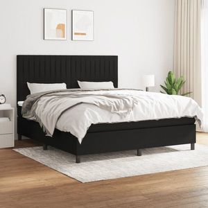 vidaXL Pat box spring cu saltea, negru, 180x200 cm, catifea imagine