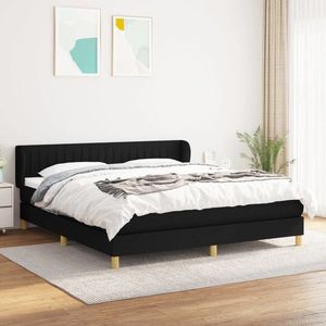 vidaXL Pat box spring cu saltea, negru, 180x200 cm, catifea imagine