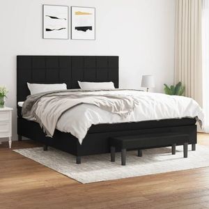 vidaXL Pat box spring cu saltea, negru, 180x200 cm, catifea imagine