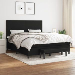 vidaXL Pat box spring cu saltea, negru, 180x200 cm, catifea imagine