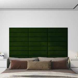 vidaXL Panouri de perete 12 buc. verde închis 60x15 cm catifea 1, 08 m² imagine