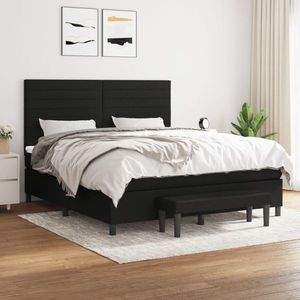 vidaXL Pat box spring cu saltea, negru, 180x200 cm, catifea imagine