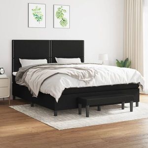 vidaXL Pat box spring cu saltea, negru, 180x200 cm, catifea imagine