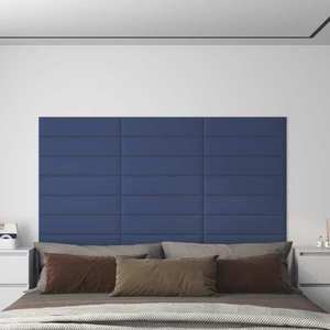 vidaXL Panouri de perete, 12 buc., albastru, 60x15 cm, textil, 1, 08 m² imagine