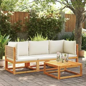 vidaXL Set de canapele de grădină cu perne, 3 piese, lemn masiv acacia imagine