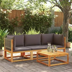 vidaXL Set de canapele de grădină cu perne, 3 piese, lemn masiv acacia imagine