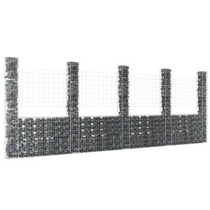 vidaXL Coș de gabion în formă de U cu 5 stâlpi, 500x20x200 cm, fier imagine