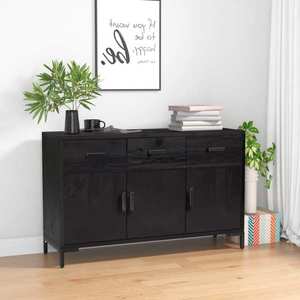 vidaXL Servantă, negru, 110x35x70 cm, lemn masiv de pin reciclat imagine