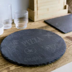 Platou pentru servire pizza Stone, Homla, 30x0.5 cm, ardezie, negru imagine
