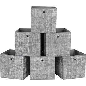 Set 6 cutii pentru depozitare, Vasagle, 30x30x30 cm, material netesut/carton, gri imagine