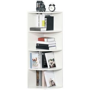 Homcom Bibliotecă Colt cu 4 Rafturi, Design Compact, Alb, 39.5x39.5x120 cm | Aosom Romania imagine