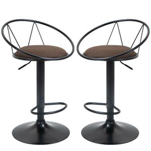Set 2 scaune bar cu rotire de 360 de grade si suport pentru picioare 51x46x78-100cm HOMCOM | Aosom Romania imagine