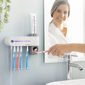 Sterilizator UV pentru periuta de dinti cu suport si dozator de pasta de dinti InnovaGoods Smiluv imagine