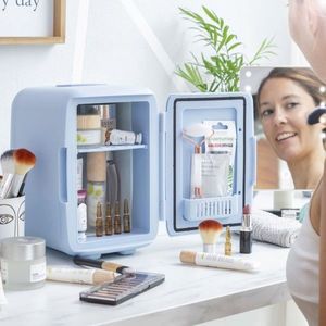 Mini frigider pentru produse cosmetice Frecos InnovaGoods, 48W, 4 L, 23 x 18.5 x 25.2 cm, albastru imagine