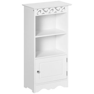 Dulapior pentru Baie din Lemn, Decor Floral Sculptat, Mobilier pentru organizare baie Alb HOMCOM | Aosom RO imagine