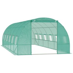 Outsunny Sera pentru Culturi, Structură din Oțel Rezistent, Spațioasă 8x3x2m, Ideală pentru Grădinărit, Verde | Aosom Romania imagine