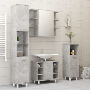 vidaXL Set mobilier baie, 4 piece, gri beton, lemn prelucrat imagine