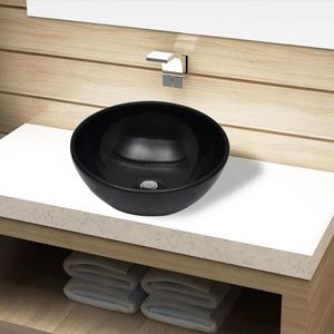 Chiuvetă ceramică pentru baie, rotundă, neagră imagine