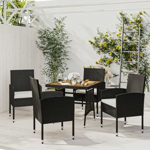 vidaXL Set mobilier de exterior, 5 piese, negru, poliratan imagine