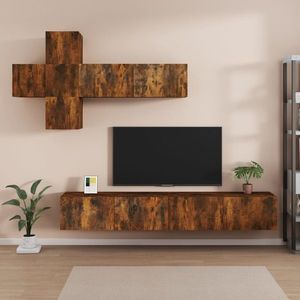 vidaXL Set comodă TV, 7 piese, stejar fumuriu, lemn compozit imagine