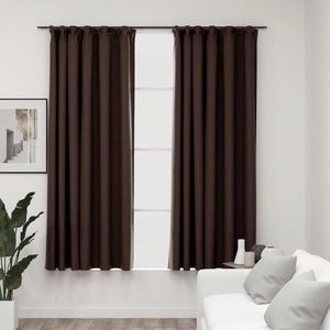 vidaXL Draperii opace aspect in, cârlige, 2 buc. gri taupe, 140x175 cm imagine