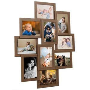 vidaXL Ramă foto colaj maro deschis, pentru 10 foto x (10x15 cm), MDF imagine