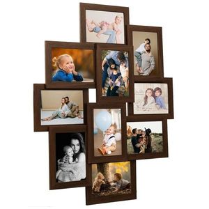 vidaXL Ramă foto colaj, maro închis, 10 x foto (13x18 cm), MDF imagine