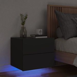 vidaXL Noptieră montată pe perete cu lumini LED, negru imagine