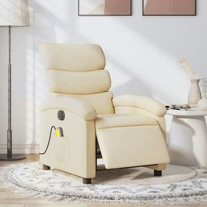 vidaXL Fotoliu electric de masaj rabatabil, crem, textil imagine