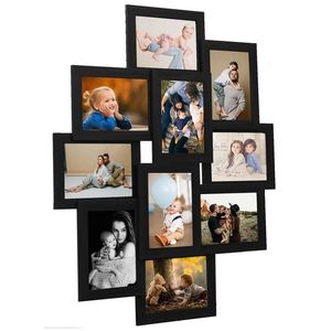 vidaXL Ramă foto colaj, negru, 10 x foto (13x18 cm), MDF imagine