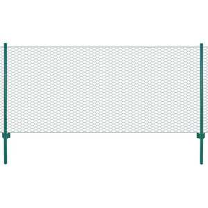 vidaXL Gard din plasă de sârmă cu stâlpi, verde, 25 x 1 m, oțel imagine