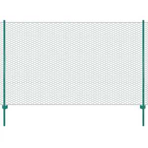 vidaXL Gard din plasă de sârmă cu stâlpi, verde, 25 x 2 m, oțel imagine
