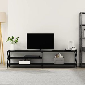 vidaXL Comodă TV, negru, 200x40x50 cm, lemn prelucrat și metal imagine