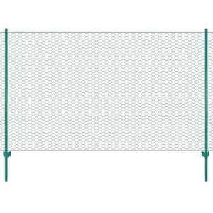 vidaXL Gard din plasă de sârmă cu stâlpi, verde, 25 x 1, 5 m, oțel imagine